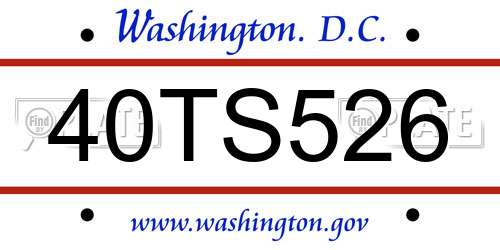 40TS526 District Of Columbia License Plate