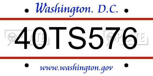 40TS576 District Of Columbia License Plate