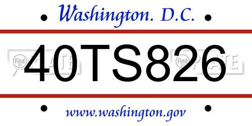 40TS826 District Of Columbia License Plate