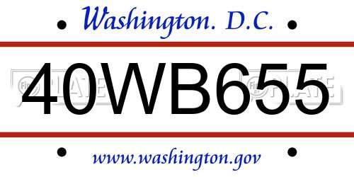40WB655 District Of Columbia License Plate