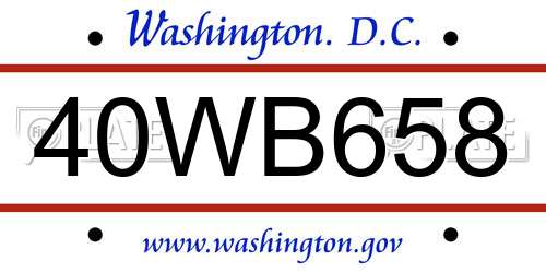 40WB658 District Of Columbia License Plate