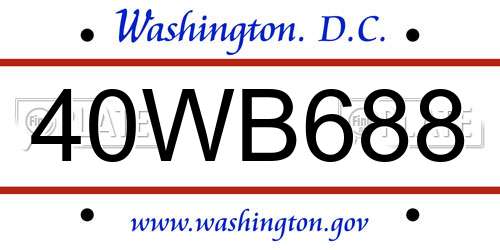 40WB688 District Of Columbia License Plate