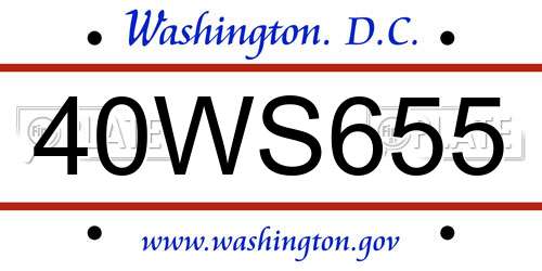 40WS655 District Of Columbia License Plate