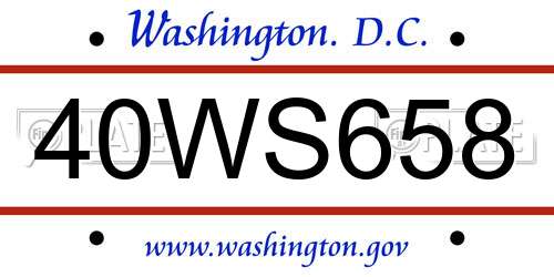 40WS658 District Of Columbia License Plate