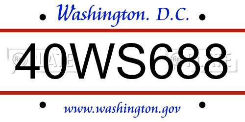 40WS688 District Of Columbia License Plate