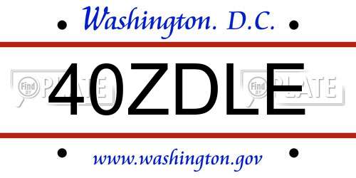 40ZDLE District Of Columbia License Plate