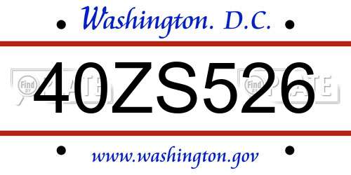 40ZS526 District Of Columbia License Plate