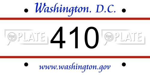 410 District Of Columbia License Plate