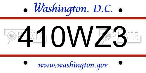 410WZ3 District Of Columbia License Plate