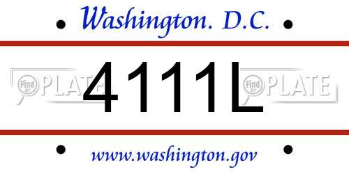 4111L District Of Columbia License Plate