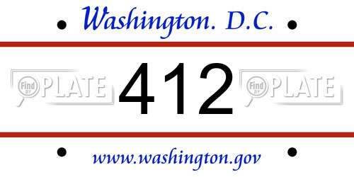 412 District Of Columbia License Plate