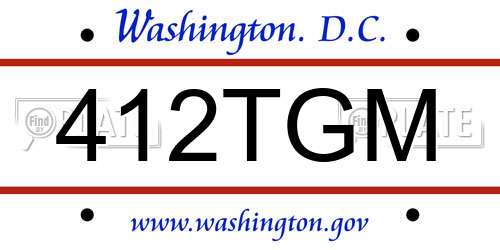 412TGM District Of Columbia License Plate