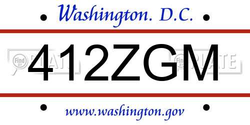 412ZGM District Of Columbia License Plate