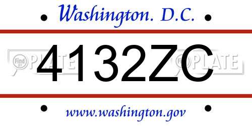 4132ZC District Of Columbia License Plate