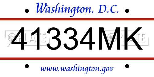 41334MK District Of Columbia License Plate