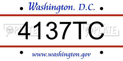 4137TC District Of Columbia License Plate