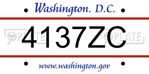 4137ZC District Of Columbia License Plate