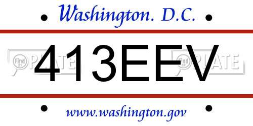 413EEV District Of Columbia License Plate
