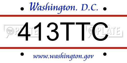 413TTC District Of Columbia License Plate