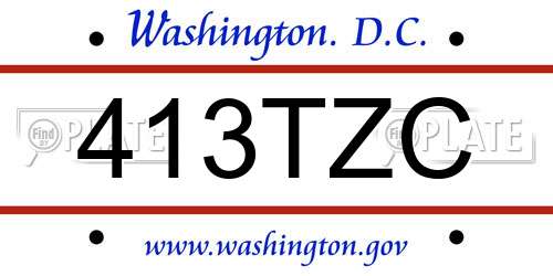 413TZC District Of Columbia License Plate