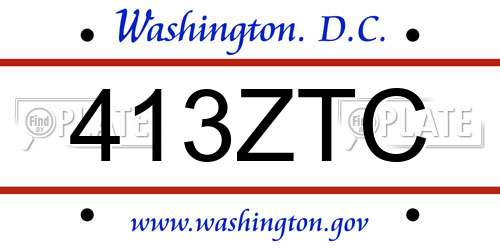 413ZTC District Of Columbia License Plate