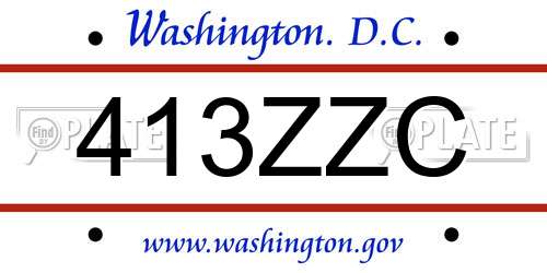 413ZZC District Of Columbia License Plate