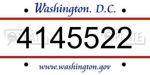 4145522 District Of Columbia License Plate