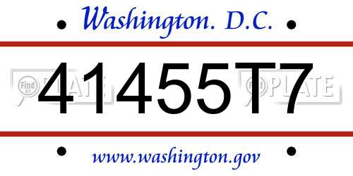 41455T7 District Of Columbia License Plate