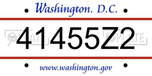 41455Z2 District Of Columbia License Plate