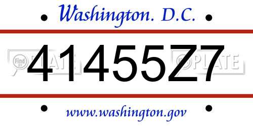 41455Z7 District Of Columbia License Plate