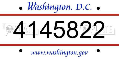 4145822 District Of Columbia License Plate