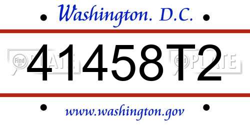 41458T2 District Of Columbia License Plate