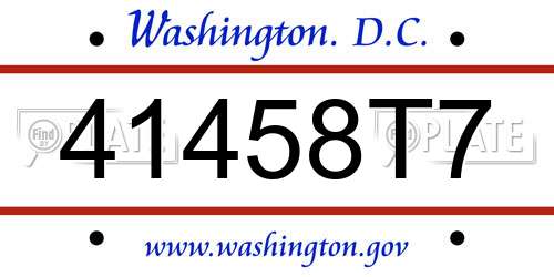 41458T7 District Of Columbia License Plate
