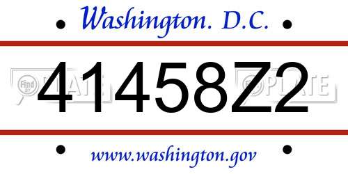 41458Z2 District Of Columbia License Plate