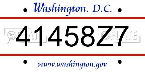 41458Z7 District Of Columbia License Plate