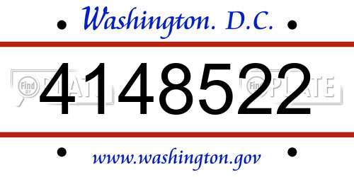 4148522 District Of Columbia License Plate