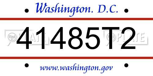 41485T2 District Of Columbia License Plate