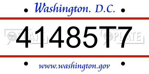 41485T7 District Of Columbia License Plate