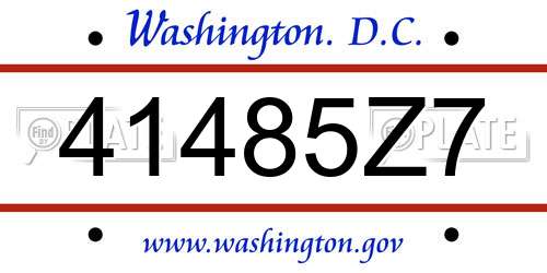 41485Z7 District Of Columbia License Plate