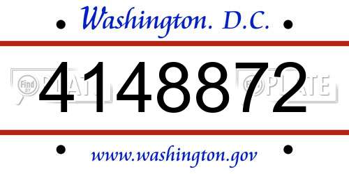 4148872 District Of Columbia License Plate
