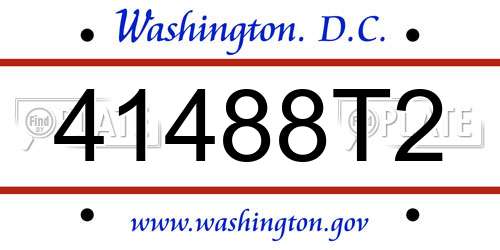 41488T2 District Of Columbia License Plate