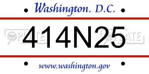 414N25 District Of Columbia License Plate