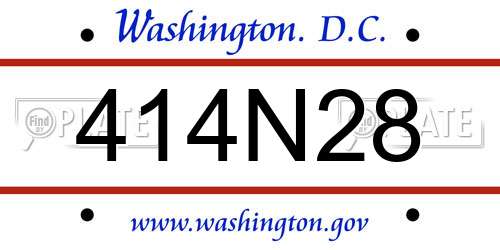 414N28 District Of Columbia License Plate