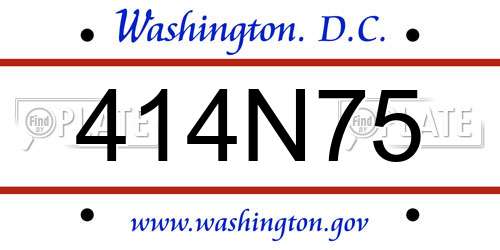 414N75 District Of Columbia License Plate
