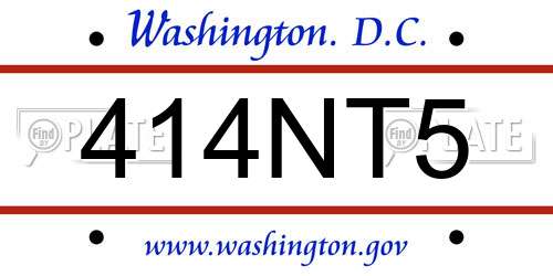 414NT5 District Of Columbia License Plate
