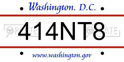 414NT8 District Of Columbia License Plate