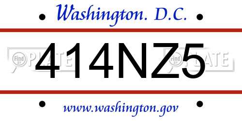 414NZ5 District Of Columbia License Plate