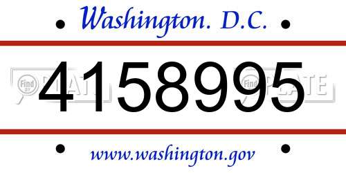 4158995 District Of Columbia License Plate