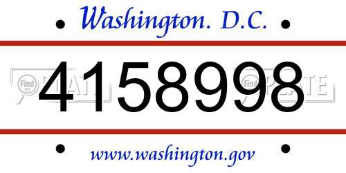 4158998 District Of Columbia License Plate