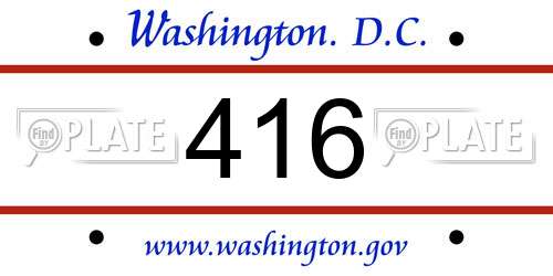 416 District Of Columbia License Plate